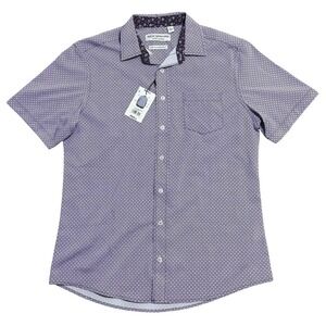 Nick Graham Shirt Mens Small Purple Stretch Modern Fit‎ Short Sleeve Geometric